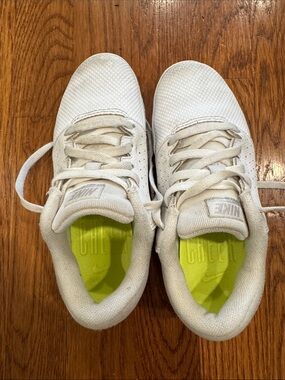 Nike White Cheer Shoes with Neon Lime Insoles